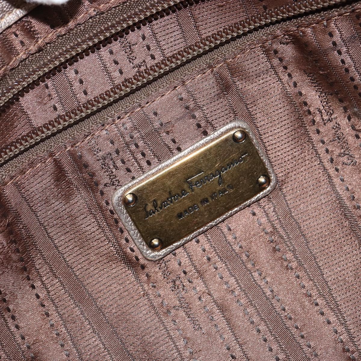Salvatore Ferragamo Vala Shoulder Bag Leather Beige Gold Auth 142849