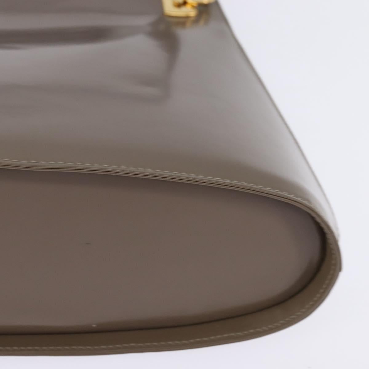 Salvatore Ferragamo Gancini Hand Bag Enamel 2way Gray Gold Auth 142850