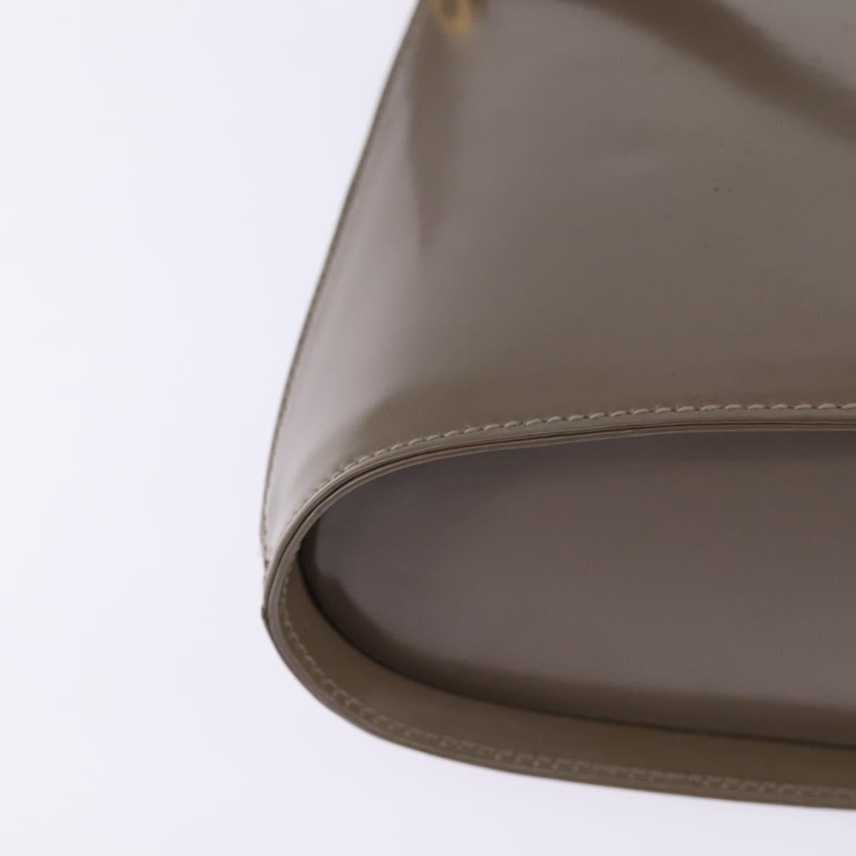 Salvatore Ferragamo Gancini Hand Bag Enamel 2way Gray Gold Auth 142850
