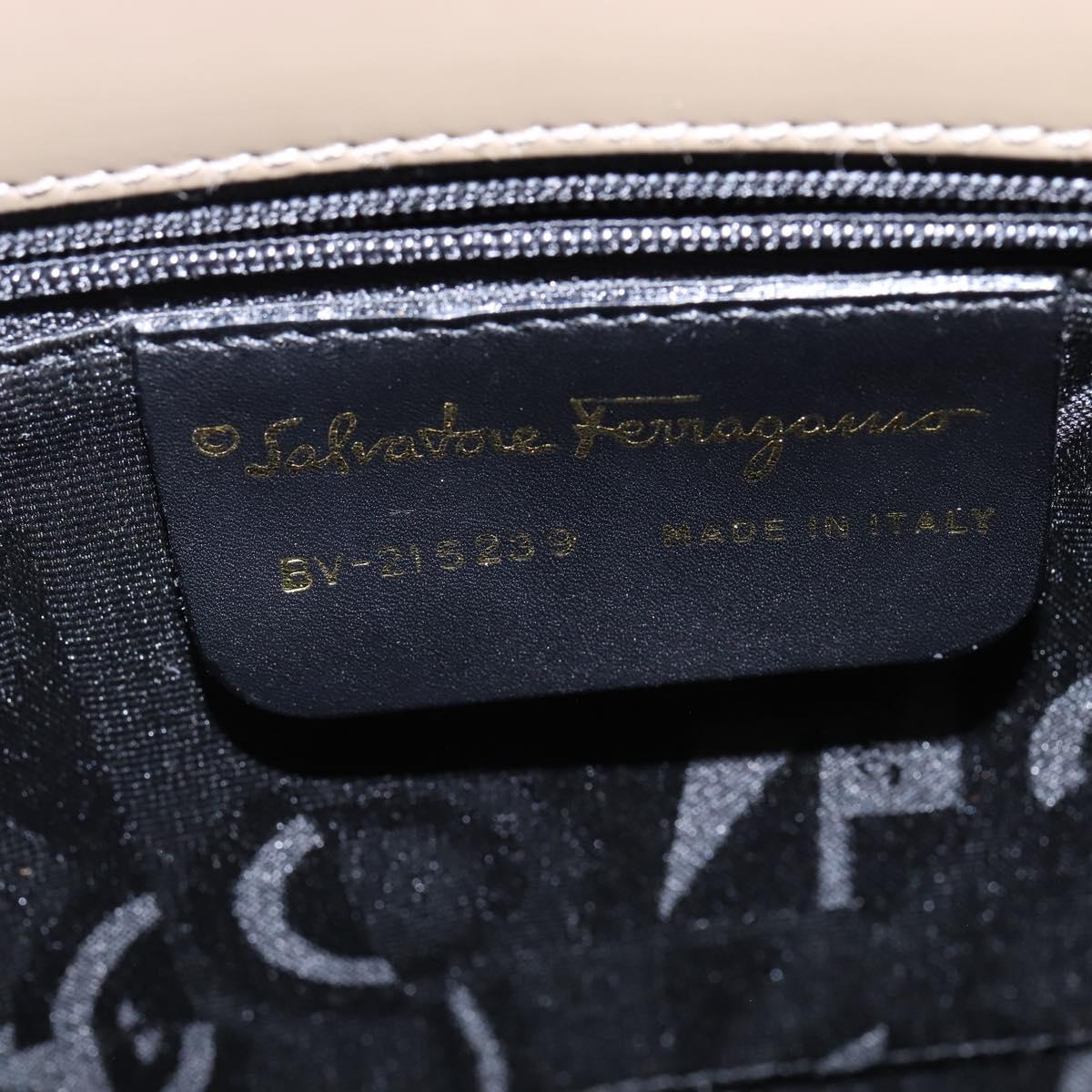 Salvatore Ferragamo Gancini Hand Bag Enamel 2way Gray Gold Auth 142850