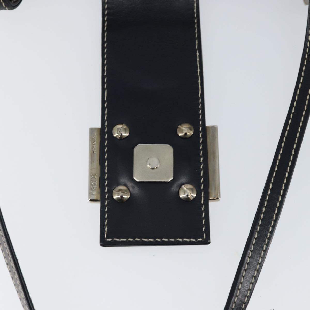 FENDI Zucchino Canvas Mamma Baguette Tote Bag Navy Silver Auth 142851