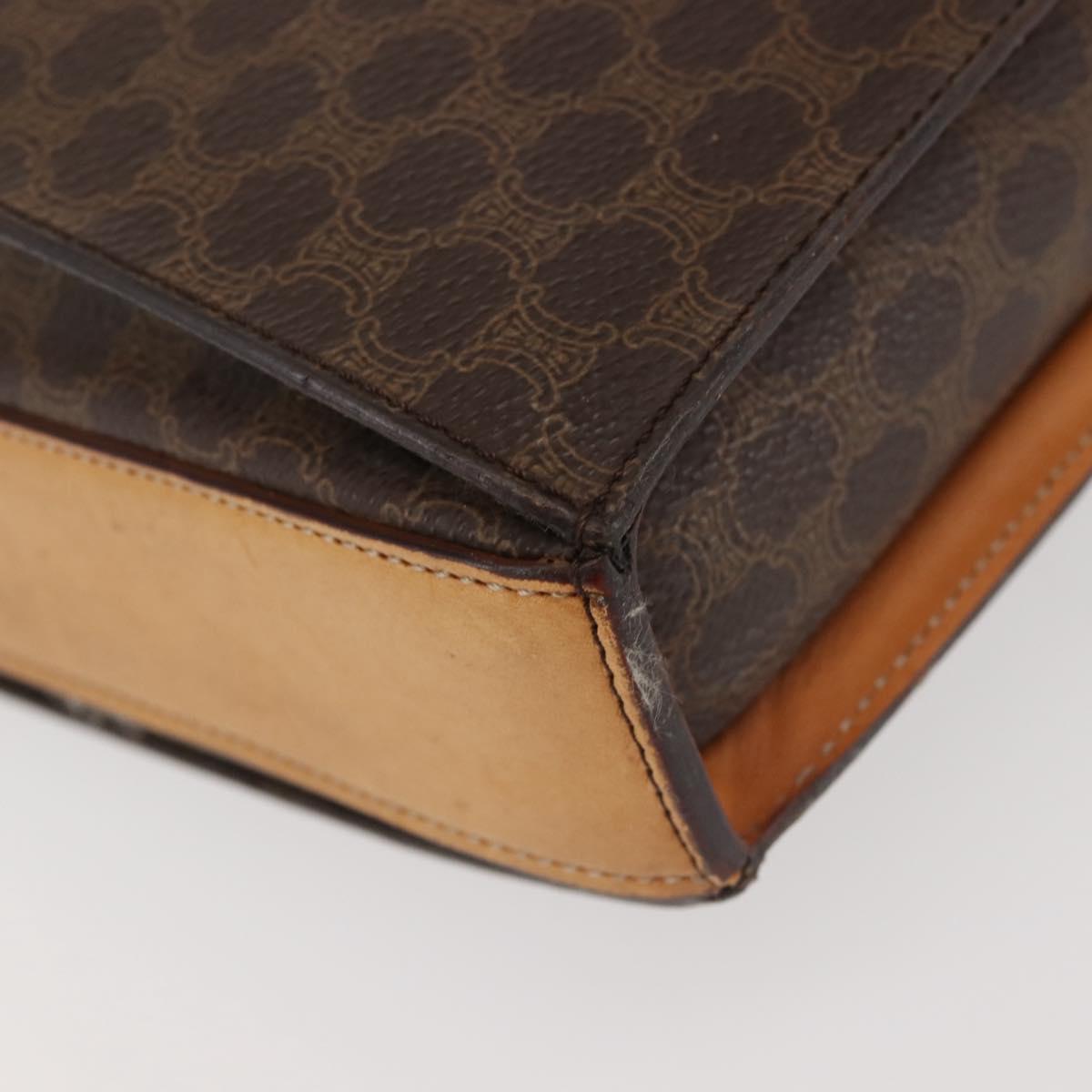 CELINE Macadam Canvas Hand Bag PVC Leather Brown Gold Auth 142852