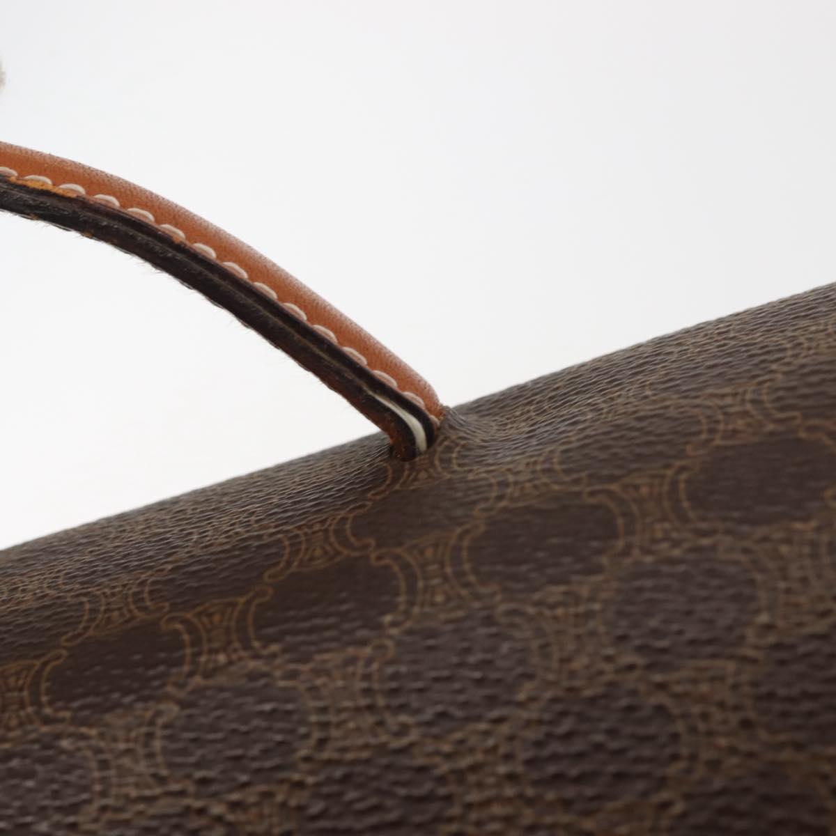 CELINE Macadam Canvas Hand Bag PVC Leather Brown Gold Auth 142852