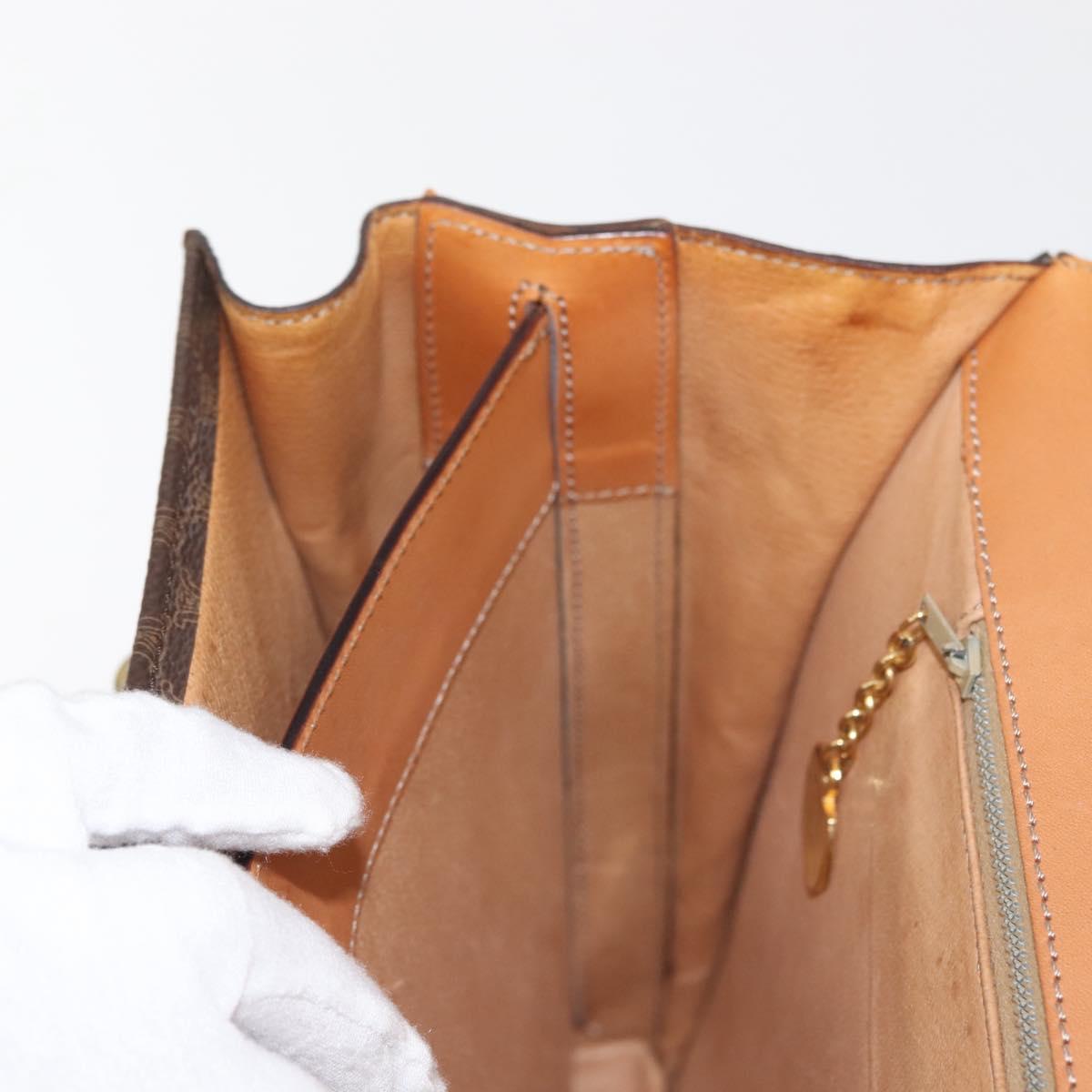 CELINE Macadam Canvas Hand Bag PVC Leather Brown Gold Auth 142852