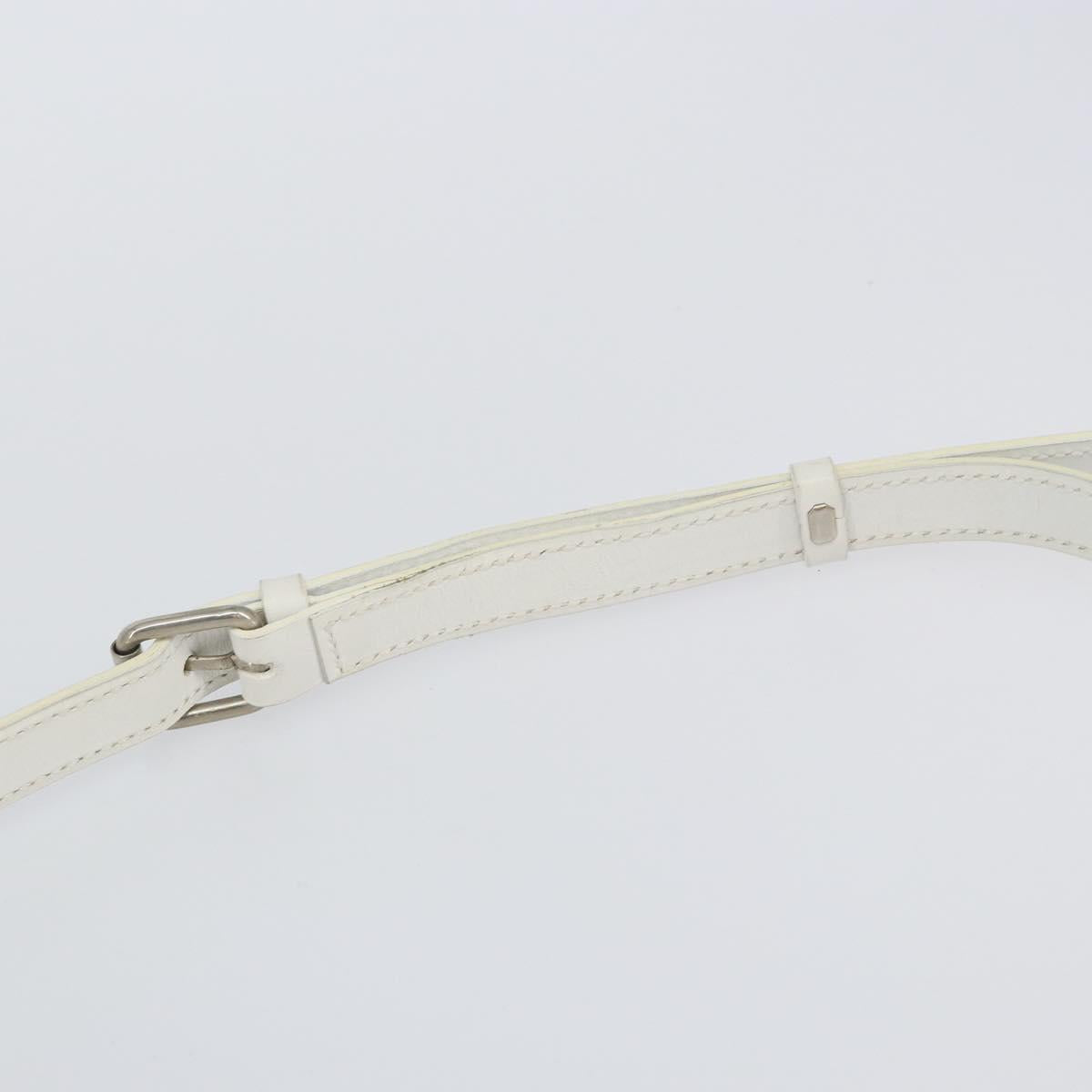 CELINE Shoulder Bag Leather White Silver Auth 142865