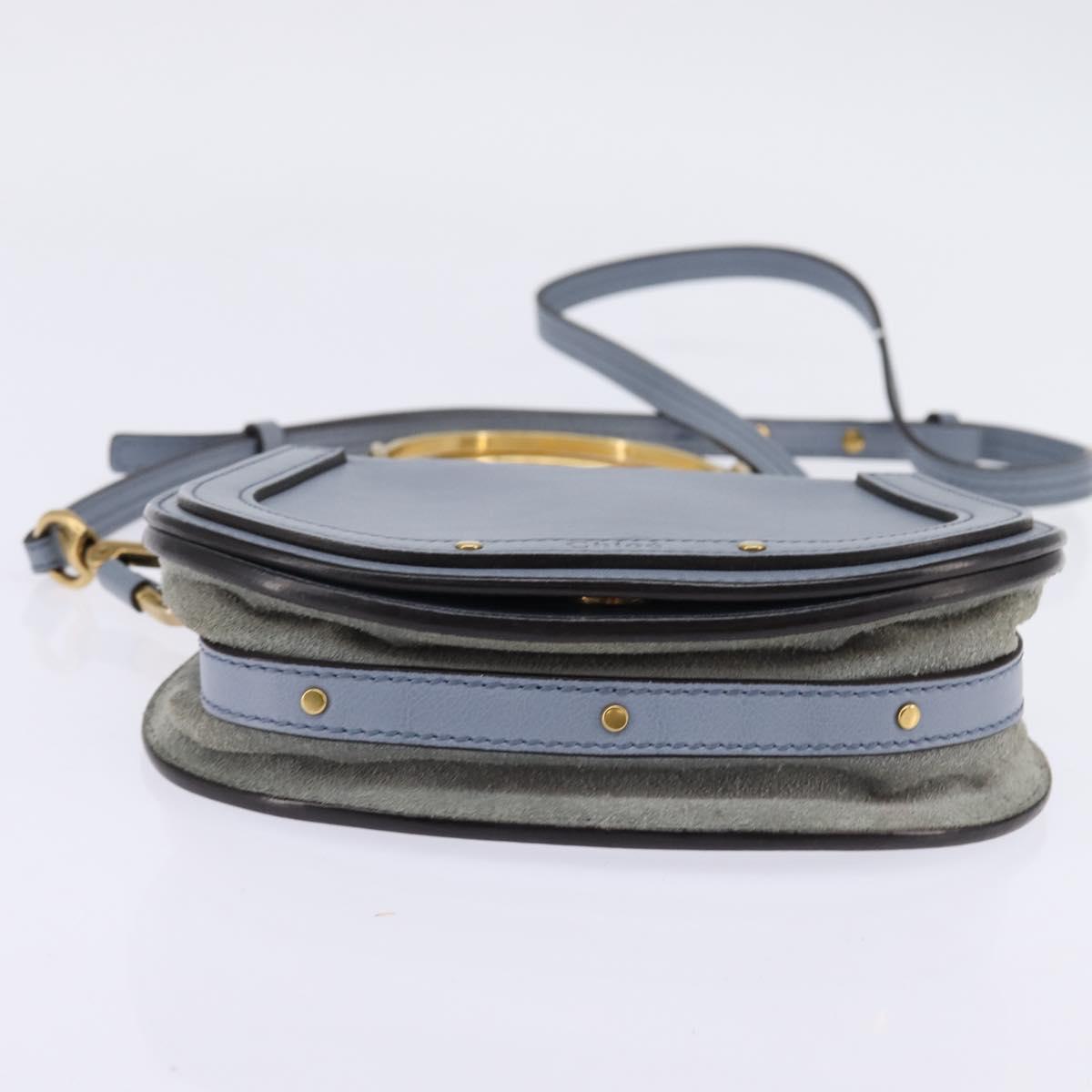 Chloe Nile Hand Bag Leather 2way Light Blue Gold Auth 142867