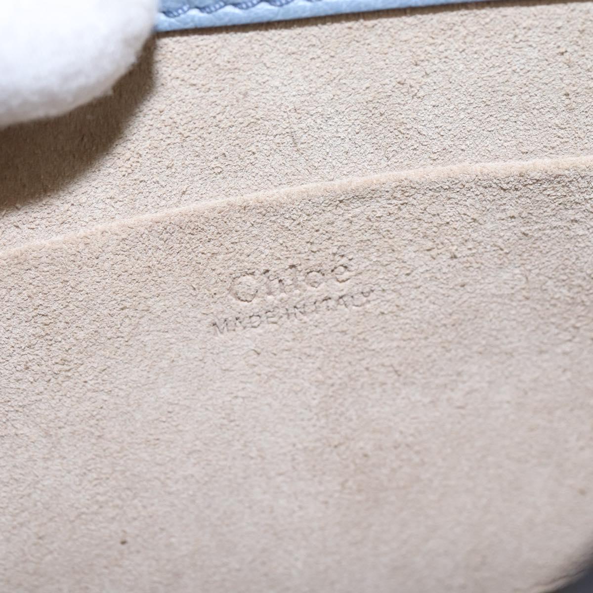 Chloe Nile Hand Bag Leather 2way Light Blue Gold Auth 142867