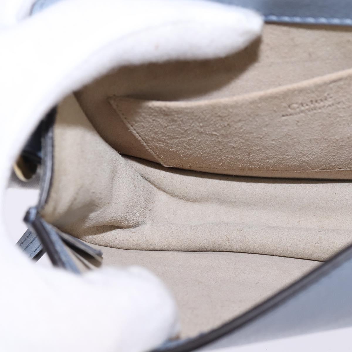 Chloe Nile Hand Bag Leather 2way Light Blue Gold Auth 142867