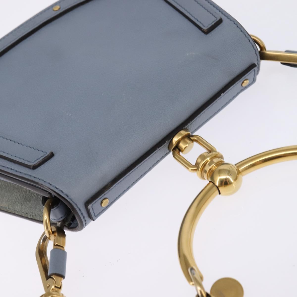 Chloe Nile Hand Bag Leather 2way Light Blue Gold Auth 142867