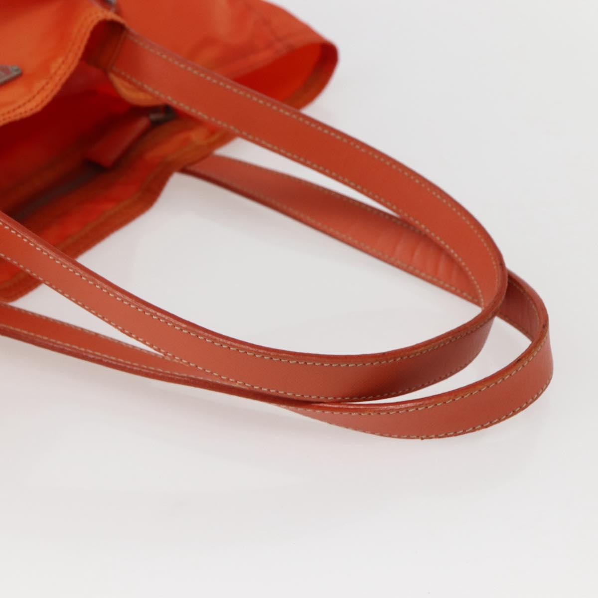 PRADA Tote Bag Nylon Orange Silver Auth 142868