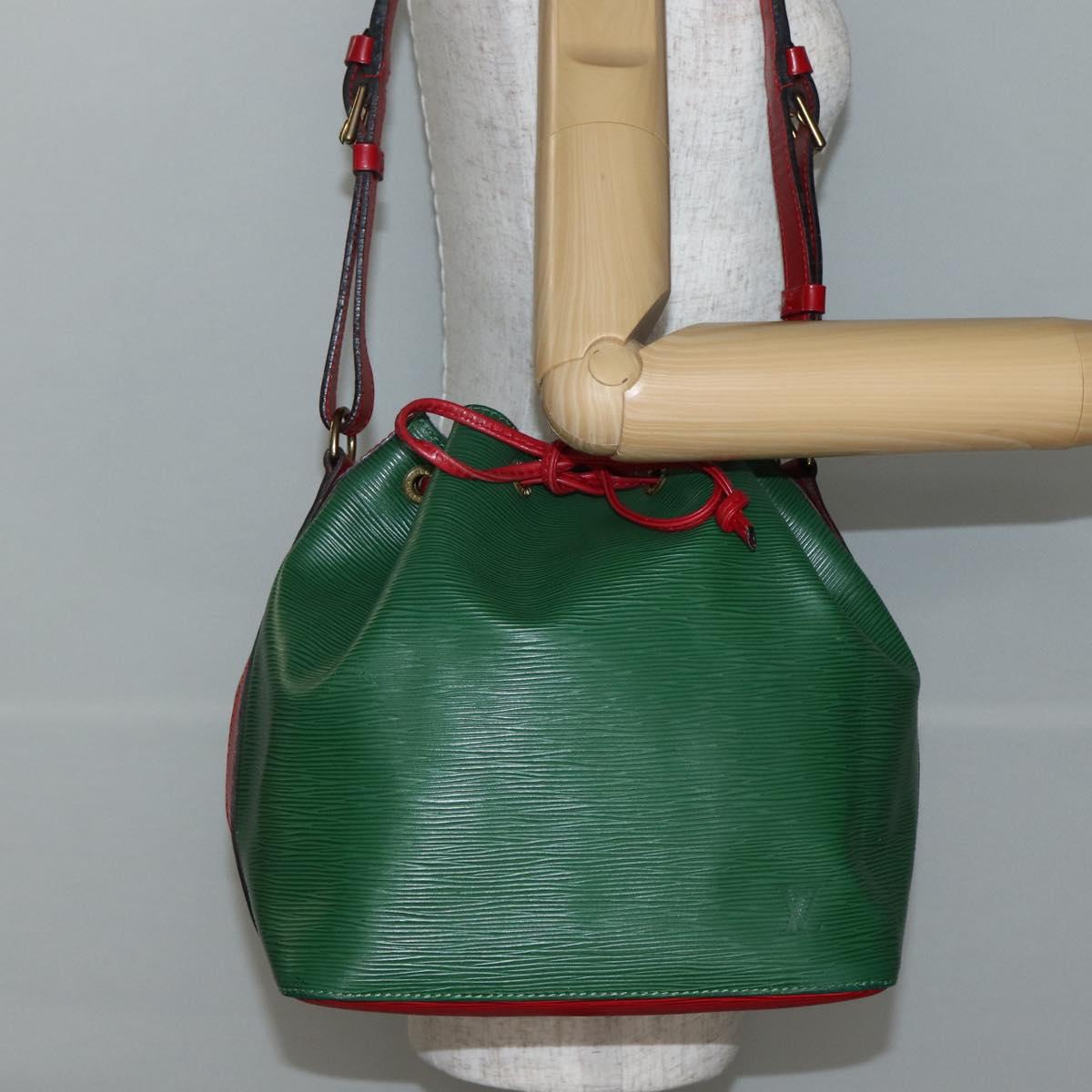 LOUIS VUITTON Epi Petit Noe Shoulder Bag Bicolor Green Red M44147 LV Auth 142869