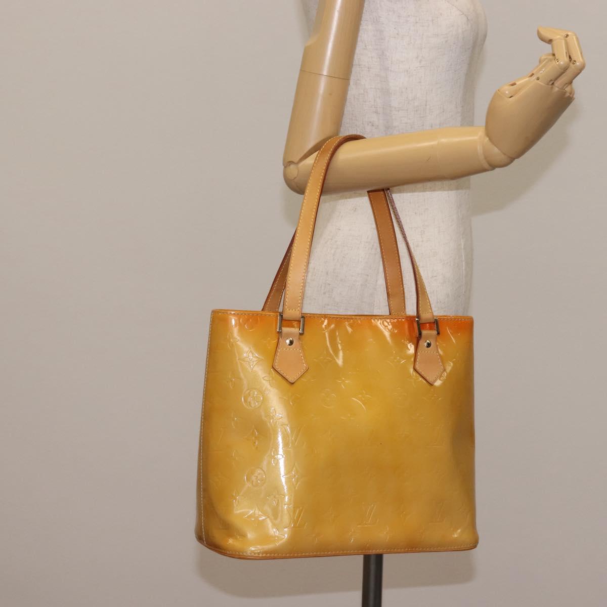 LOUIS VUITTON Monogram Vernis Houston Hand Bag Beige M91004 LV Auth 142874