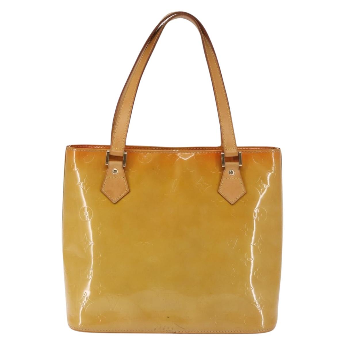 LOUIS VUITTON Monogram Vernis Houston Hand Bag Beige M91004 LV Auth 142874