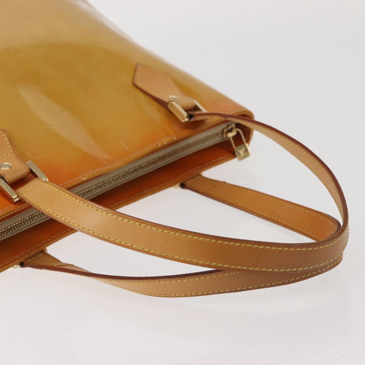 LOUIS VUITTON Monogram Vernis Houston Hand Bag Beige M91004 LV Auth 142874