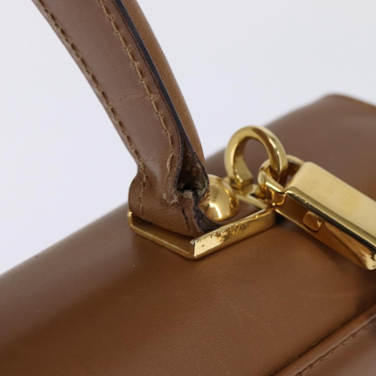 Salvatore Ferragamo Gancini Hand Bag Leather 2way Brown Gold Auth 142889