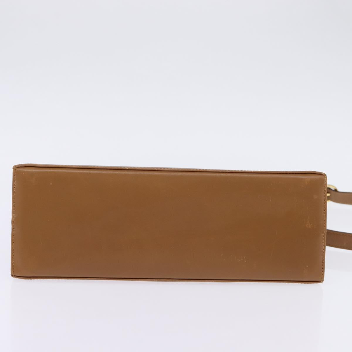 Salvatore Ferragamo Gancini Hand Bag Leather 2way Brown Gold Auth 142889