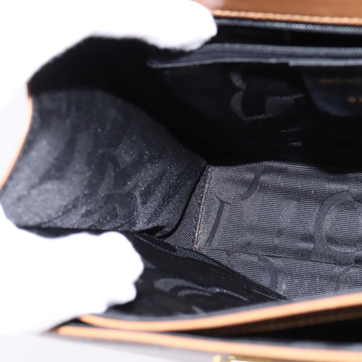 Salvatore Ferragamo Gancini Hand Bag Leather 2way Brown Gold Auth 142889
