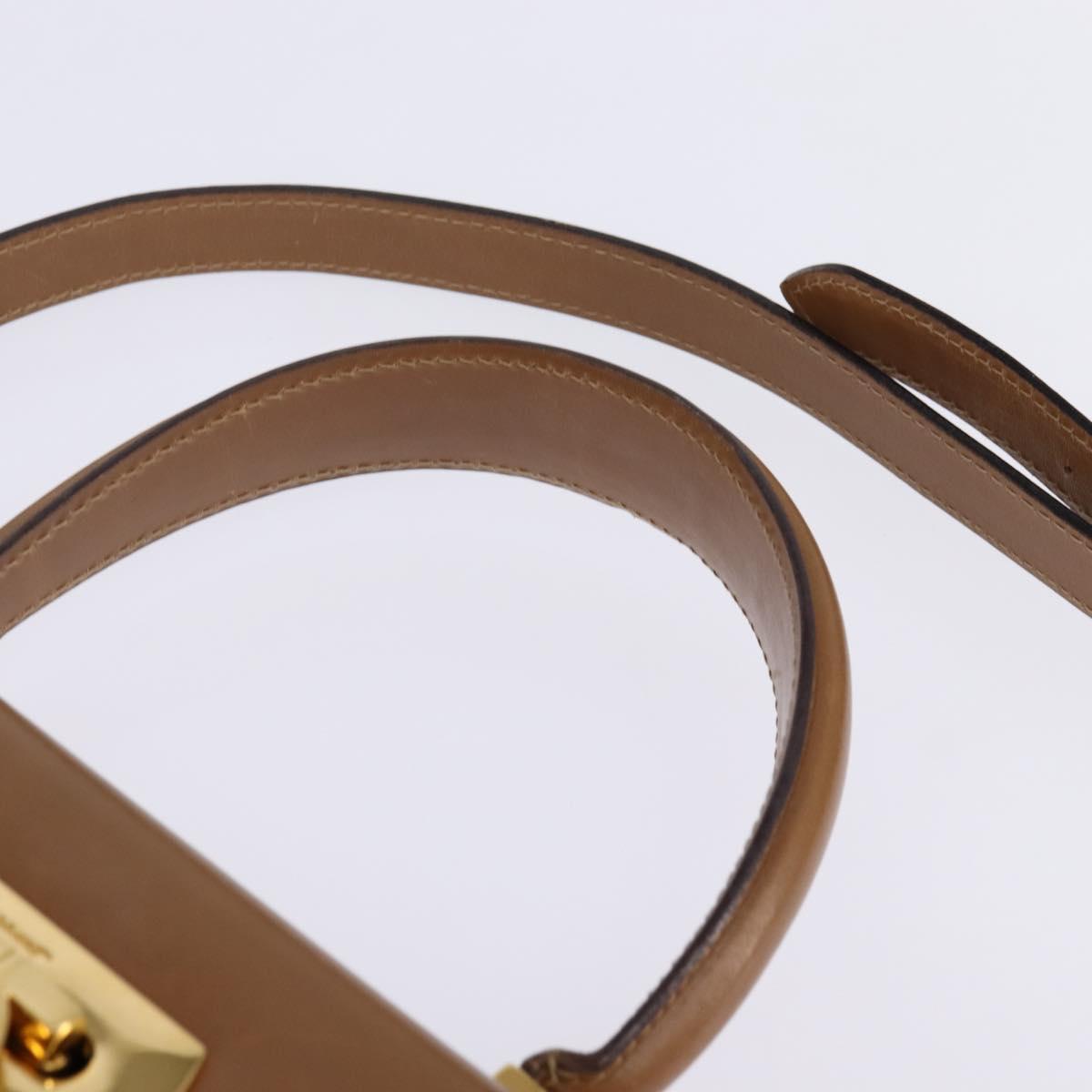 Salvatore Ferragamo Gancini Hand Bag Leather 2way Brown Gold Auth 142889