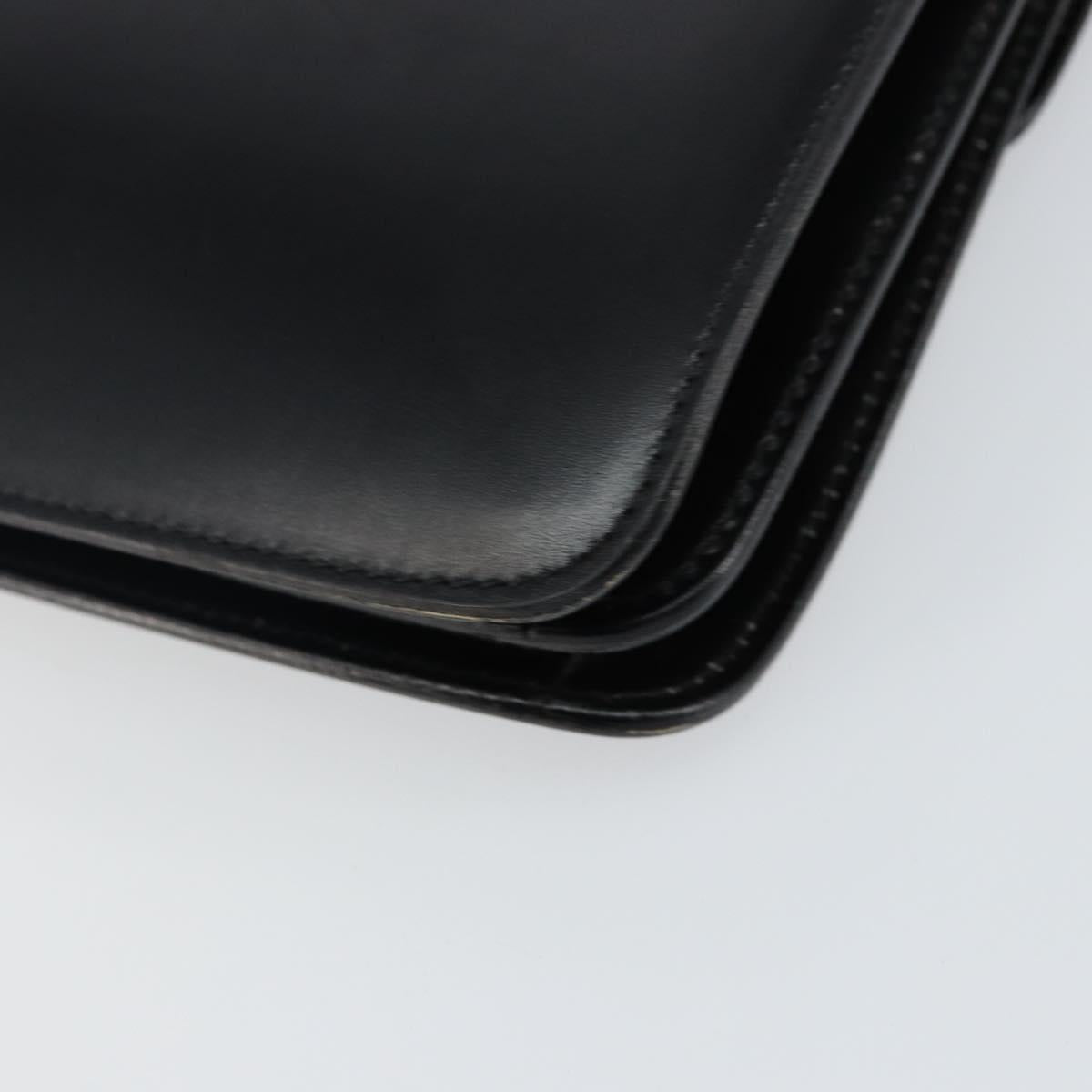 CELINE Hand Bag Leather Black Gold Auth 142890