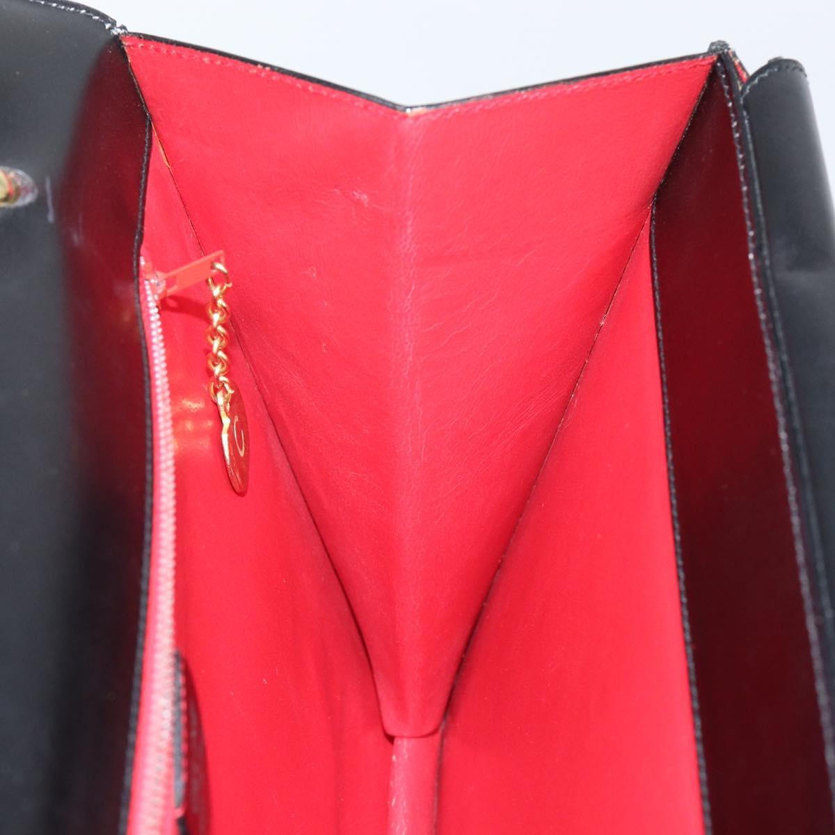 CELINE Hand Bag Leather Black Gold Auth 142890