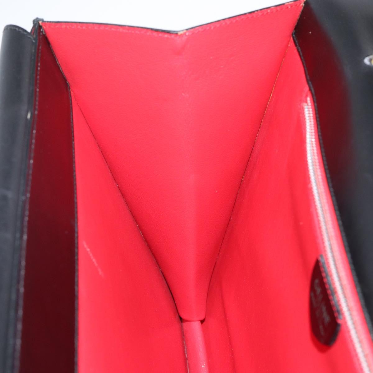 CELINE Hand Bag Leather Black Gold Auth 142890