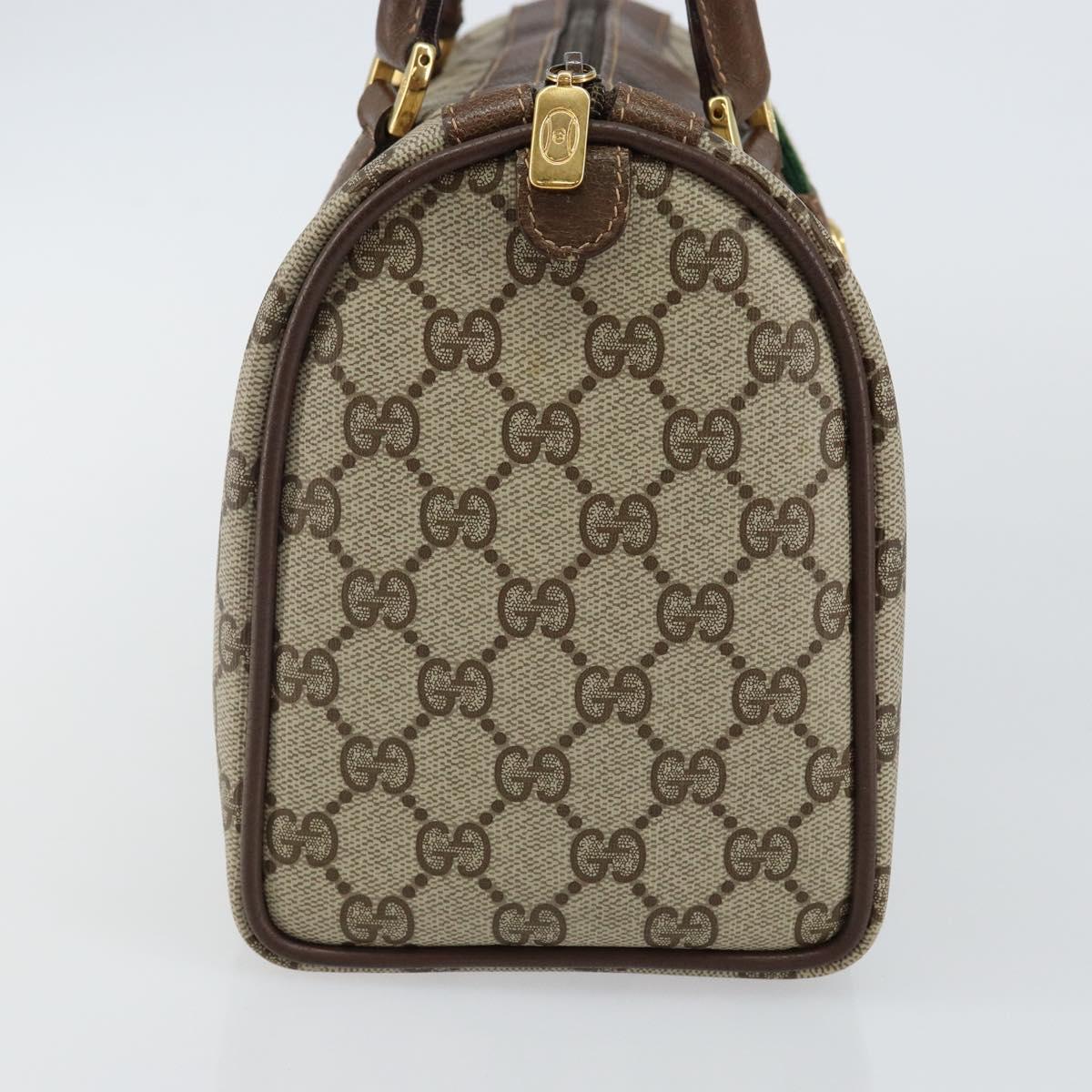 GUCCI GG Supreme Web Sherry Line Boston Bag PVC Beige Gold 40 02 006 Auth 142894