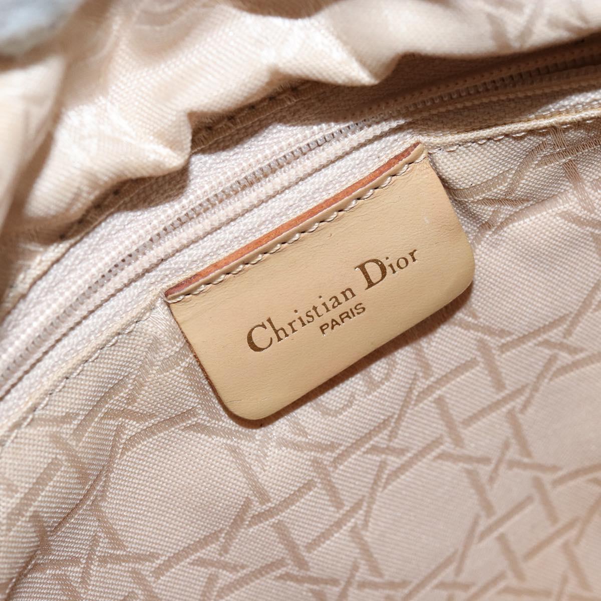 Christian Dior Canage Lady Dior Hand Bag Nylon Beige Gold Auth 142896