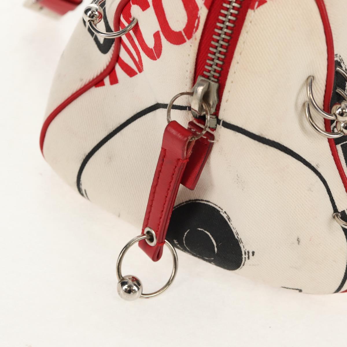Christian Dior Hardcore Boston Bag Canvas White Red Auth 142899A