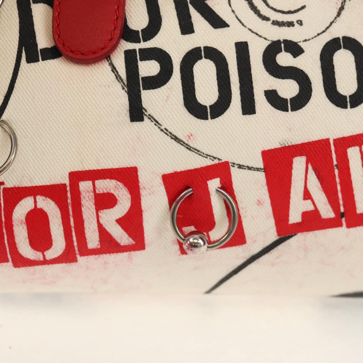 Christian Dior Hardcore Boston Bag Canvas White Red Auth 142899A