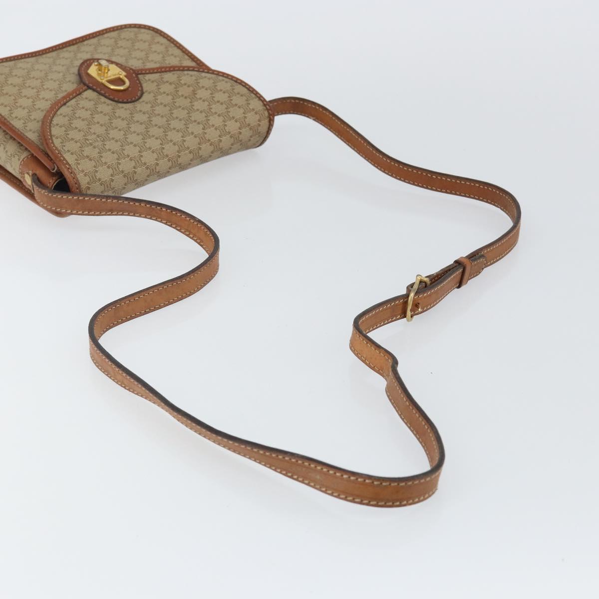 CELINE Macadam Canvas Shoulder Bag PVC Beige Gold Auth 142901