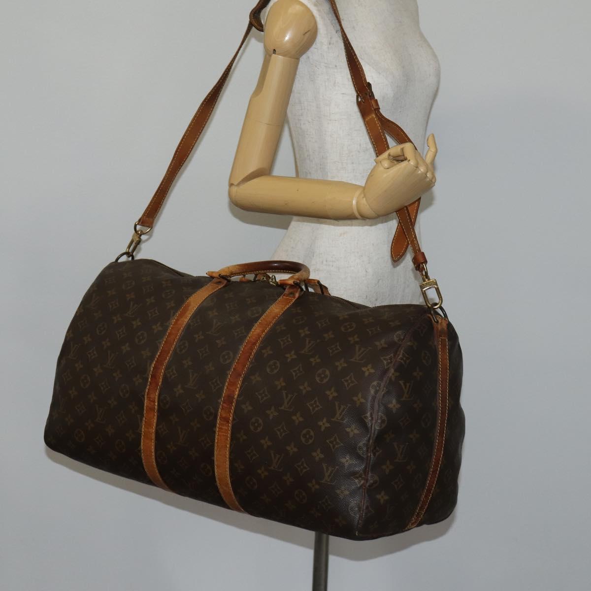LOUIS VUITTON Monogram Keepall Bandouliere 55 Boston Bag M41414 LV Auth 142919