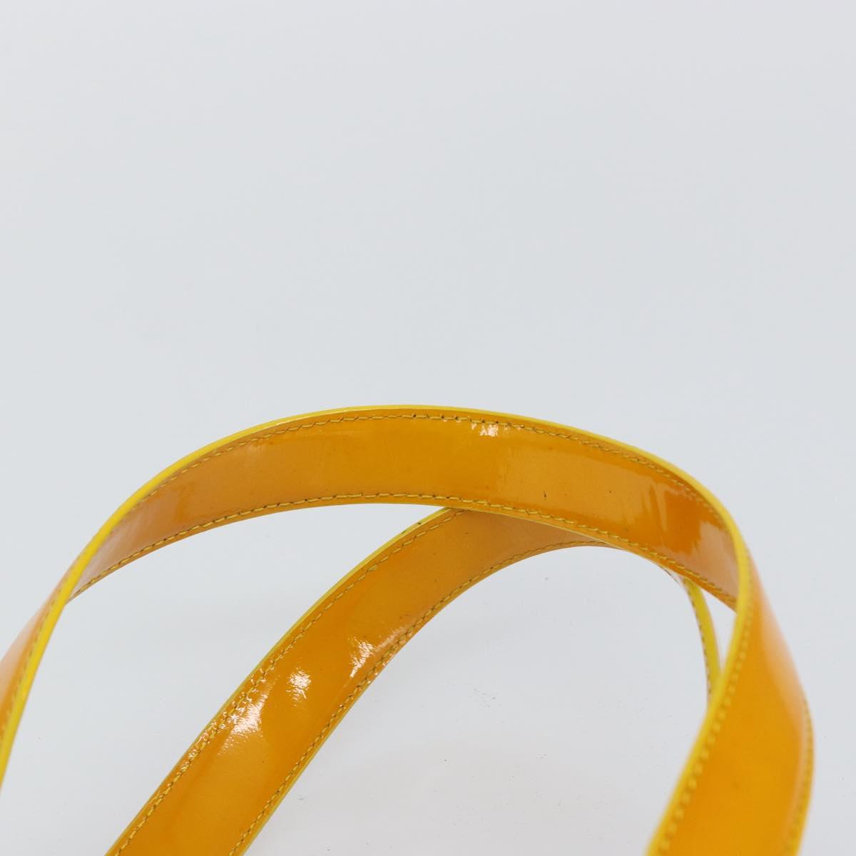 CHANEL Tote Bag Patent leather Yellow Gold CC Auth 142937