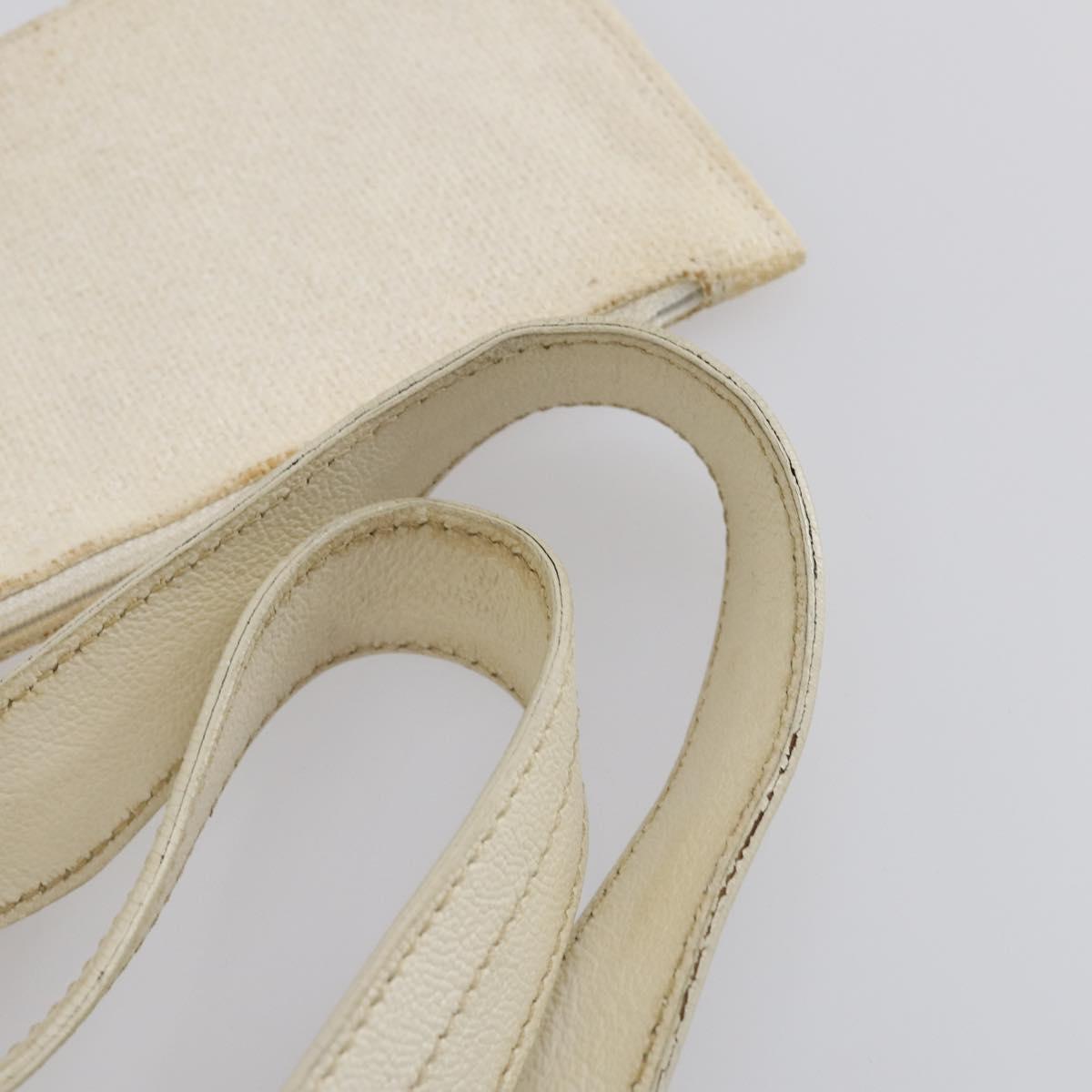 CHANEL Paris Biarritz GM Tote Bag Coated Canvas White Silver CC Auth 142940