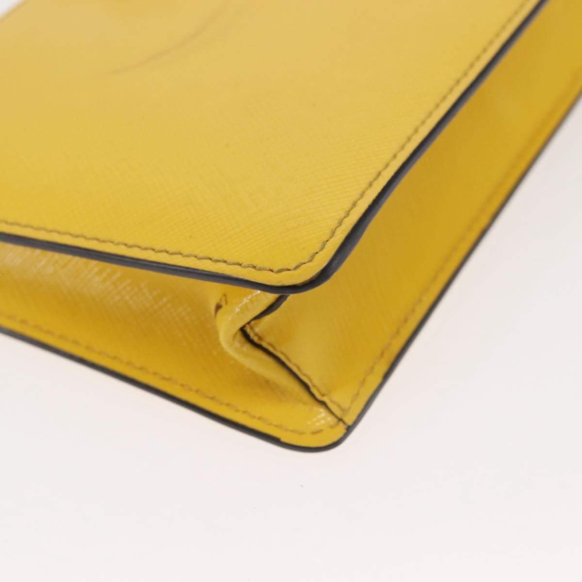 PRADA Chain Shoulder Bag Safiano leather Yellow Silver Auth 142941