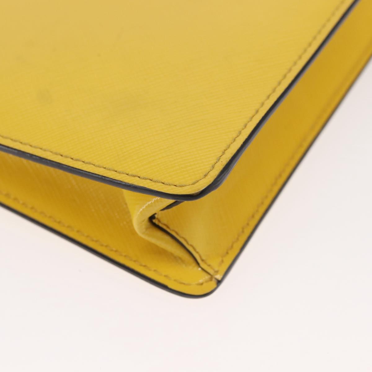 PRADA Chain Shoulder Bag Safiano leather Yellow Silver Auth 142941