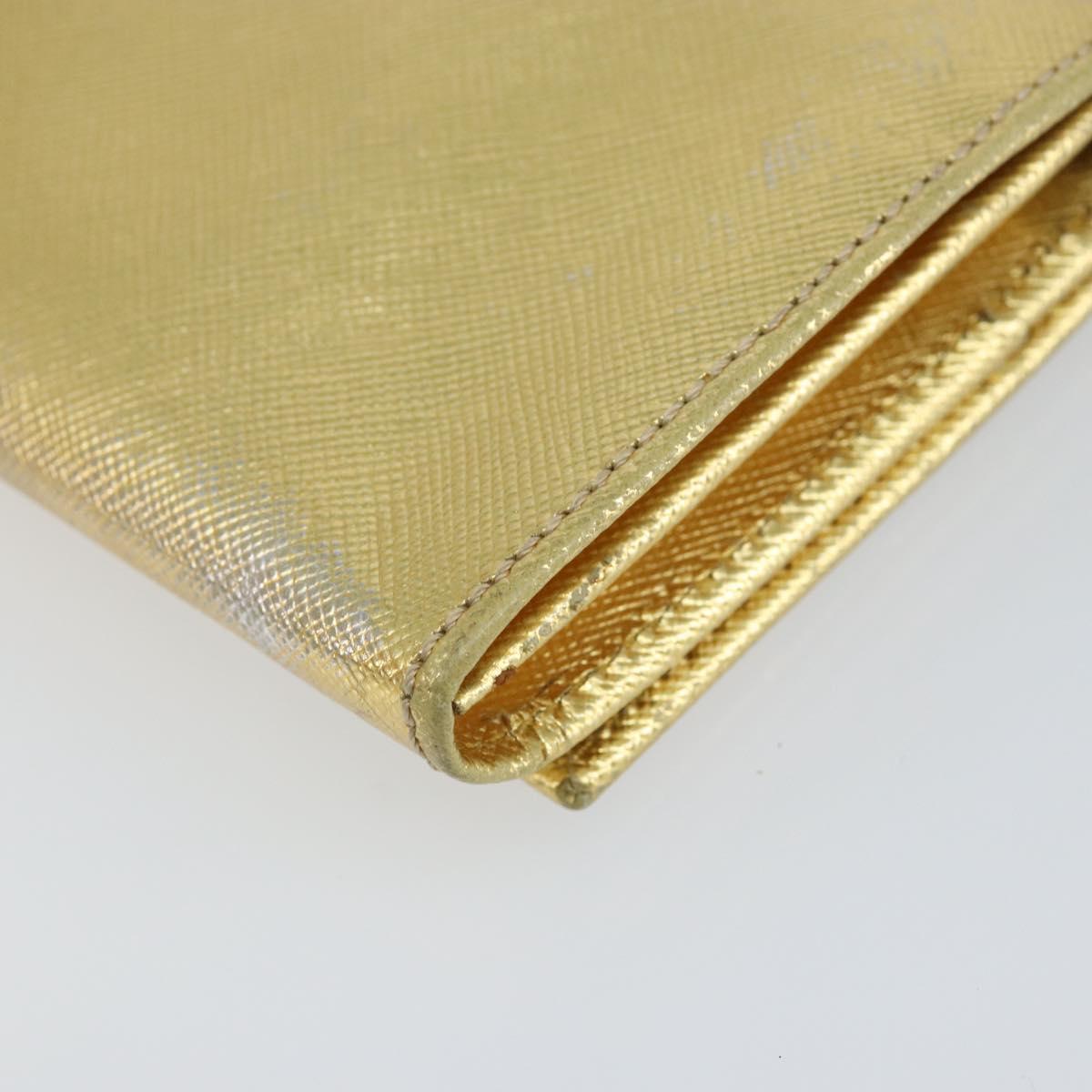 PRADA Long Wallet Safiano leather Gold Auth 142948