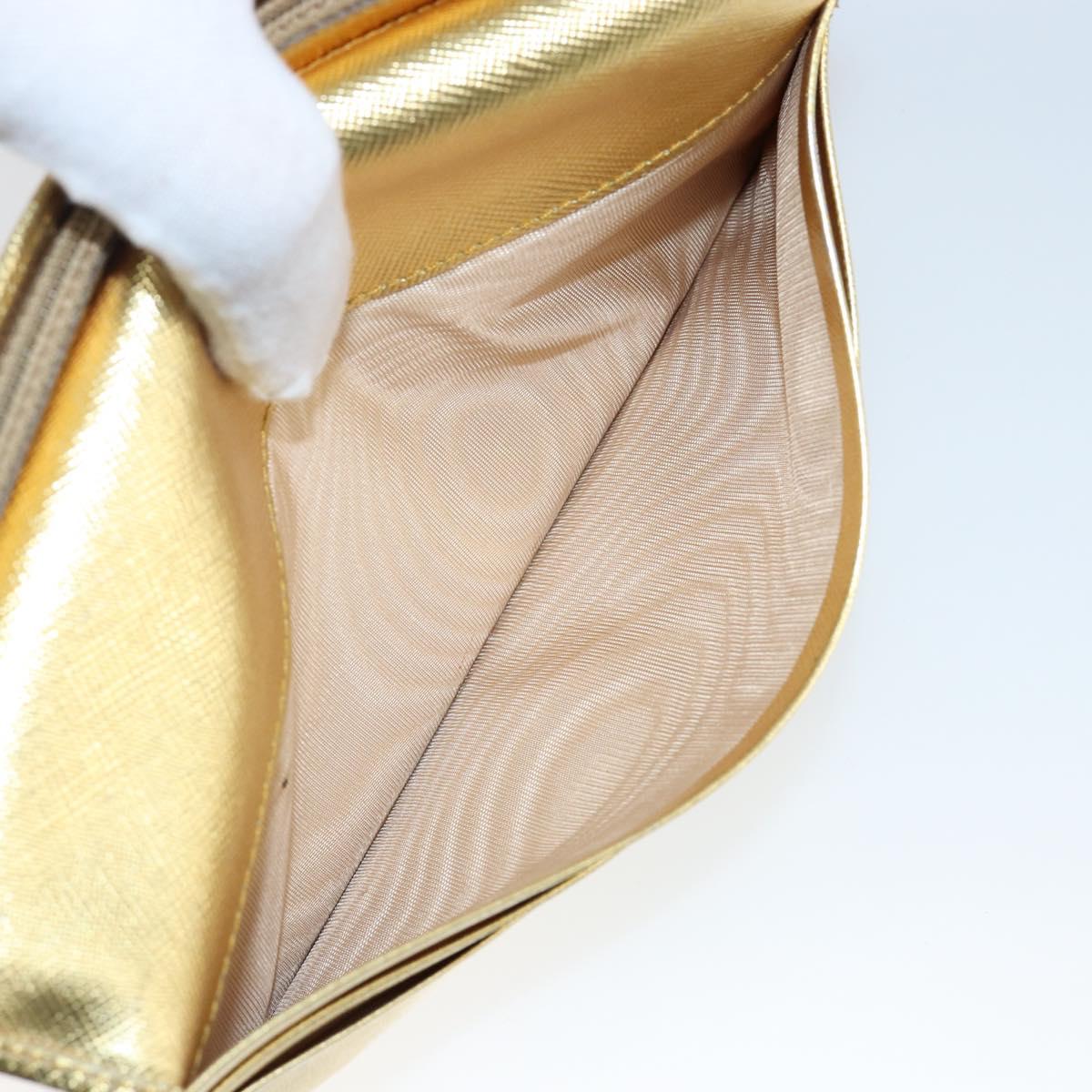 PRADA Long Wallet Safiano leather Gold Auth 142948