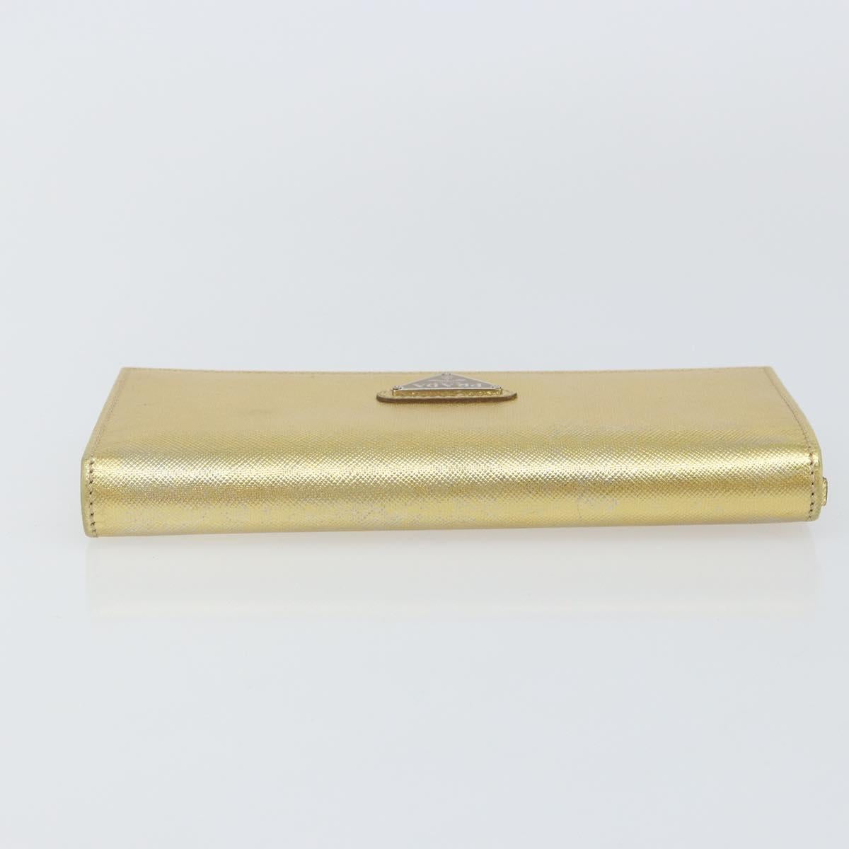 PRADA Long Wallet Safiano leather Gold Auth 142948
