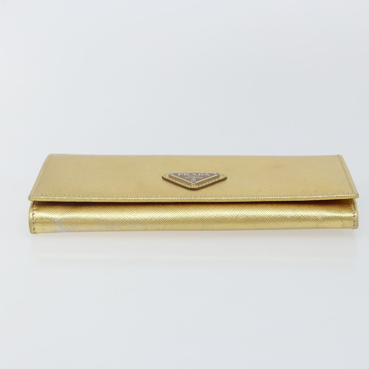 PRADA Long Wallet Safiano leather Gold Auth 142948