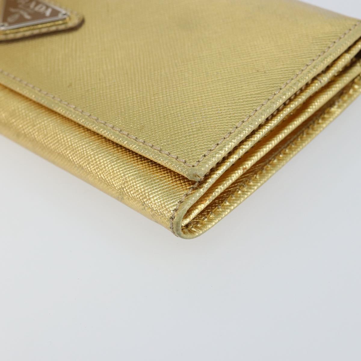 PRADA Long Wallet Safiano leather Gold Auth 142948
