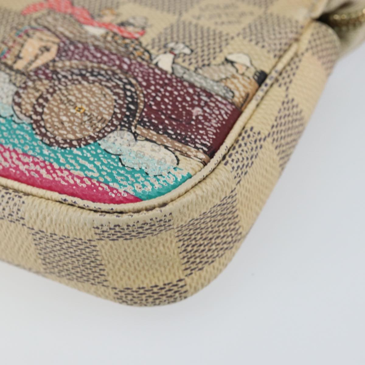 LOUIS VUITTON Damier Azur Illustre Mini Pochette Accessoires N41463 Auth 142956