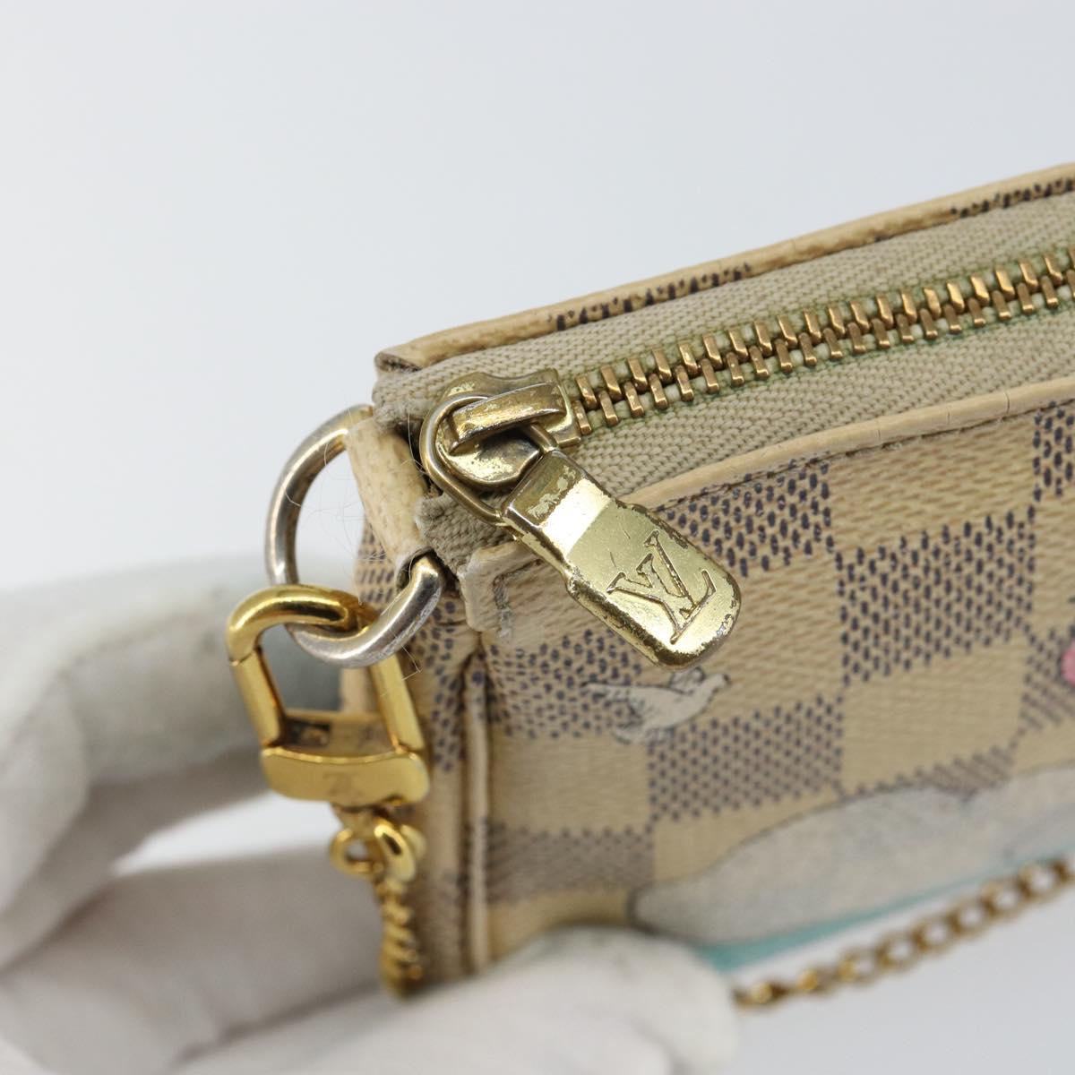 LOUIS VUITTON Damier Azur Illustre Mini Pochette Accessoires N41463 Auth 142956
