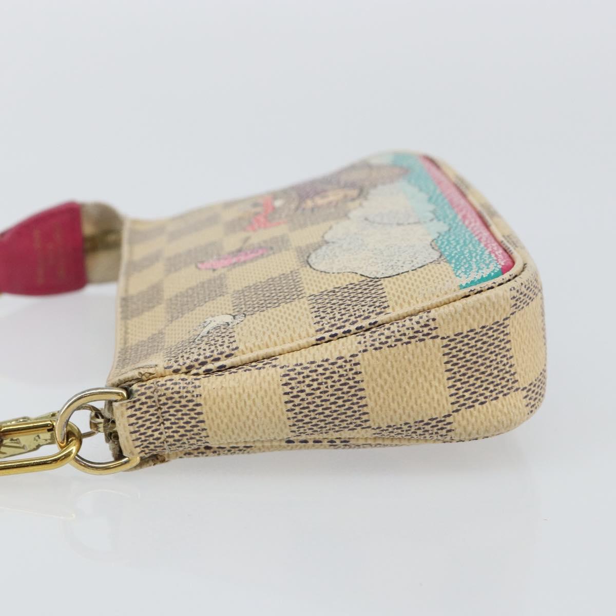 LOUIS VUITTON Damier Azur Illustre Mini Pochette Accessoires N41463 Auth 142956