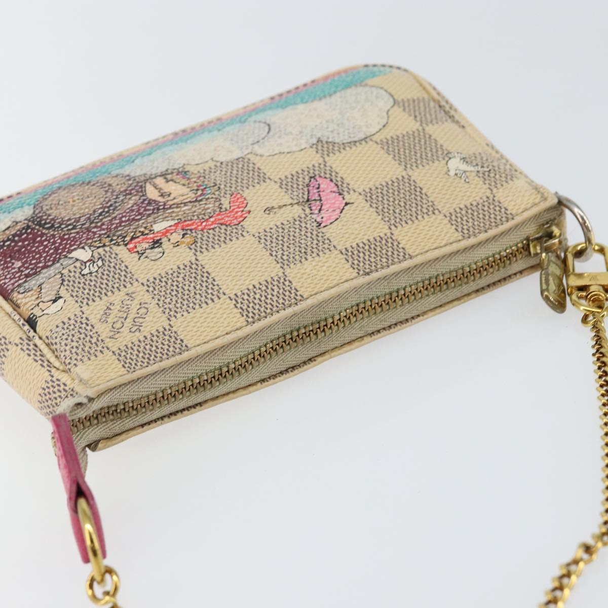 LOUIS VUITTON Damier Azur Illustre Mini Pochette Accessoires N41463 Auth 142956