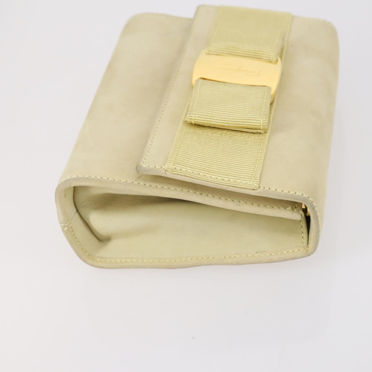 Salvatore Ferragamo Gancini Vala Bag Leather 3Set Beige Black white Auth 142965