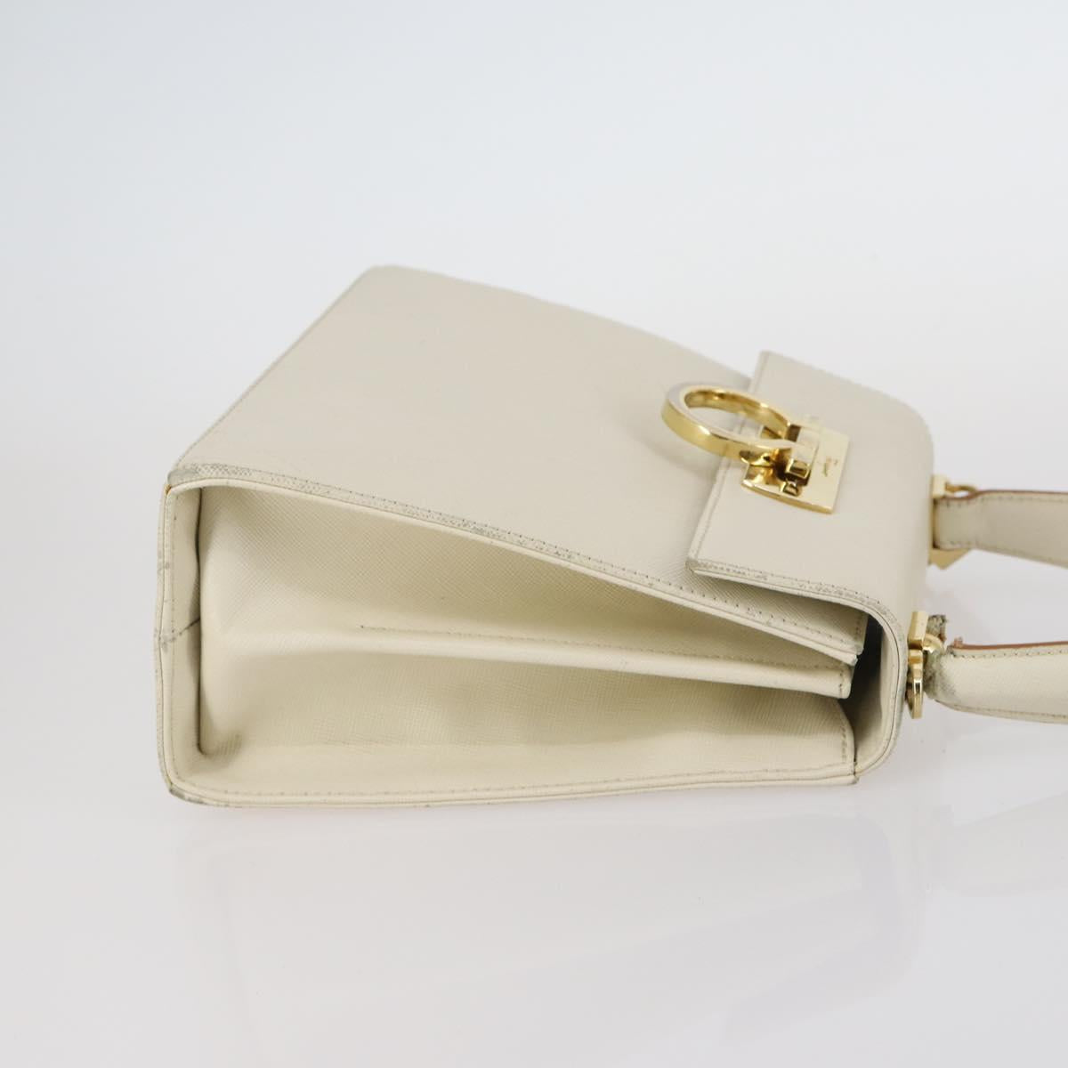 Salvatore Ferragamo Gancini Vala Bag Leather 3Set Beige Black white Auth 142965