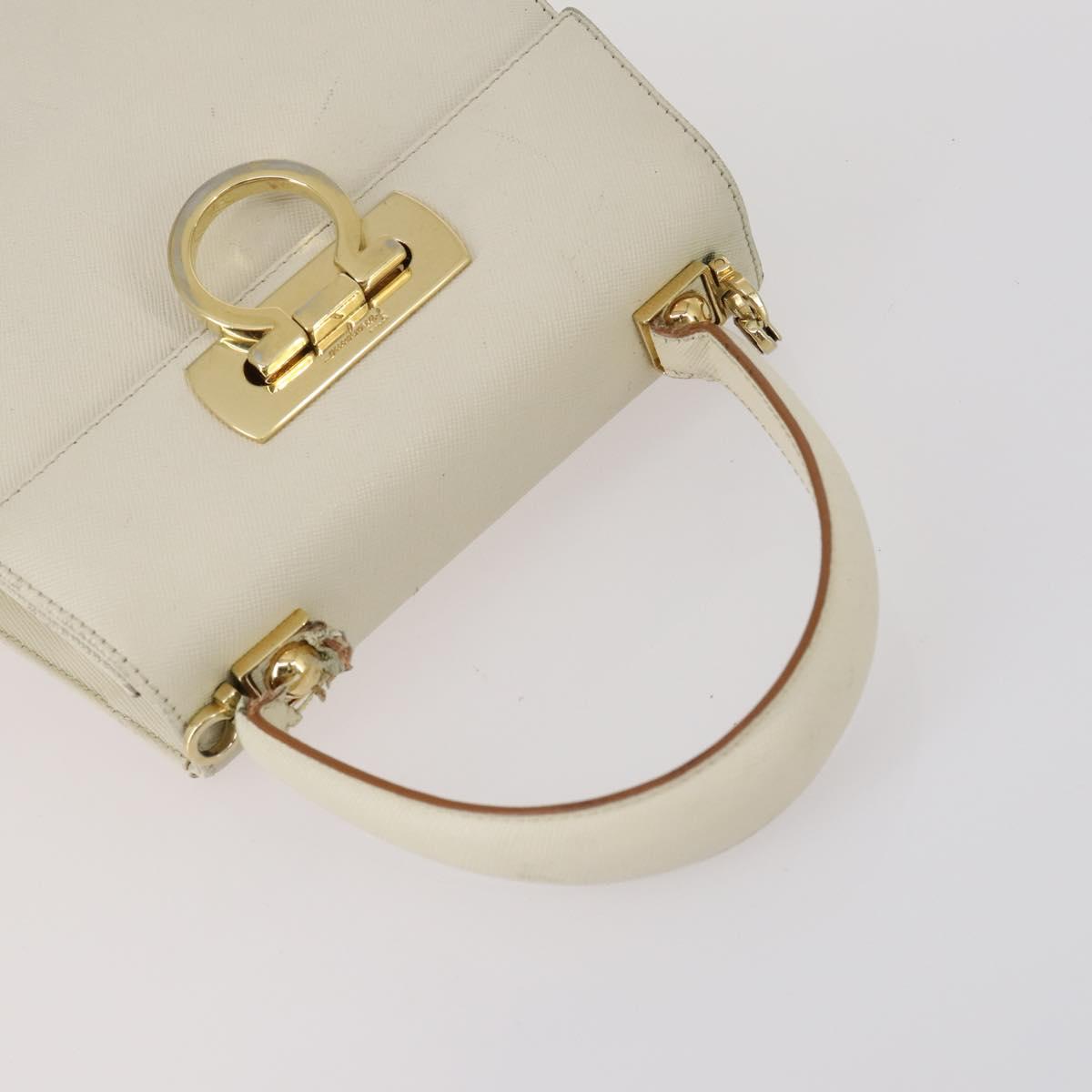 Salvatore Ferragamo Gancini Vala Bag Leather 3Set Beige Black white Auth 142965