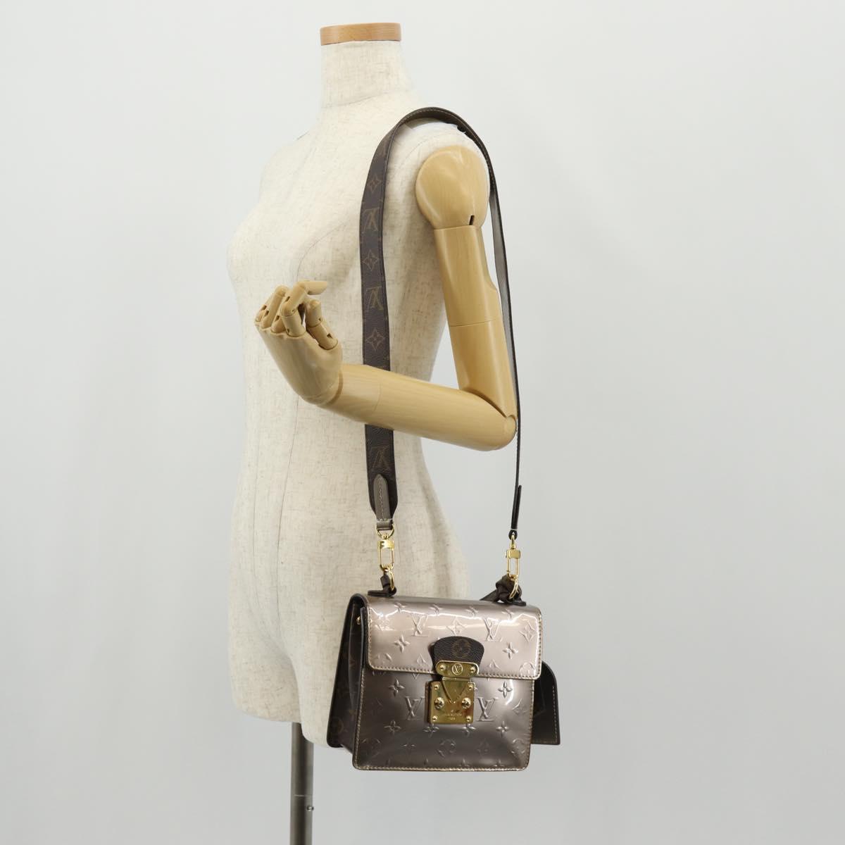 LOUIS VUITTON Monogram Vernis Spring Street PM Bag Silver M90567 LV Auth 142967V