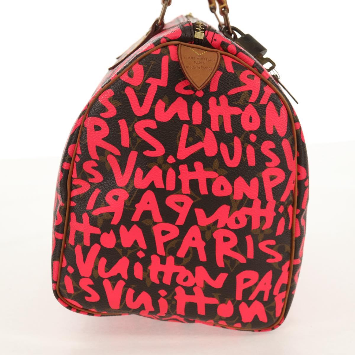 LOUIS VUITTON Monogram Graffiti Speedy 30 Hand Bag Pink M93704 LV Auth 142972V