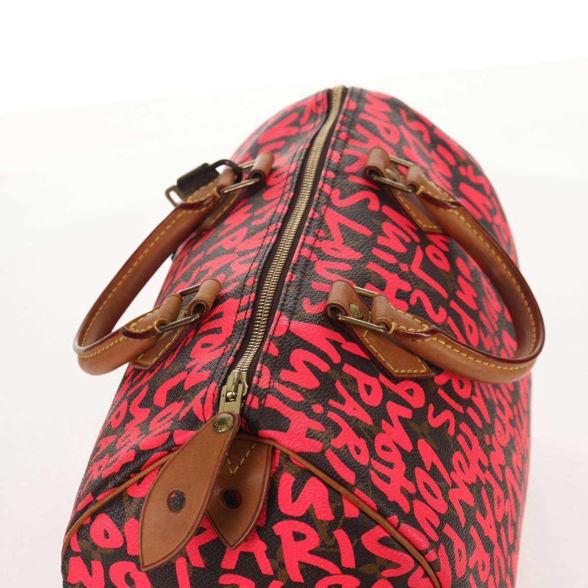 LOUIS VUITTON Monogram Graffiti Speedy 30 Hand Bag Pink M93704 LV Auth 142972V